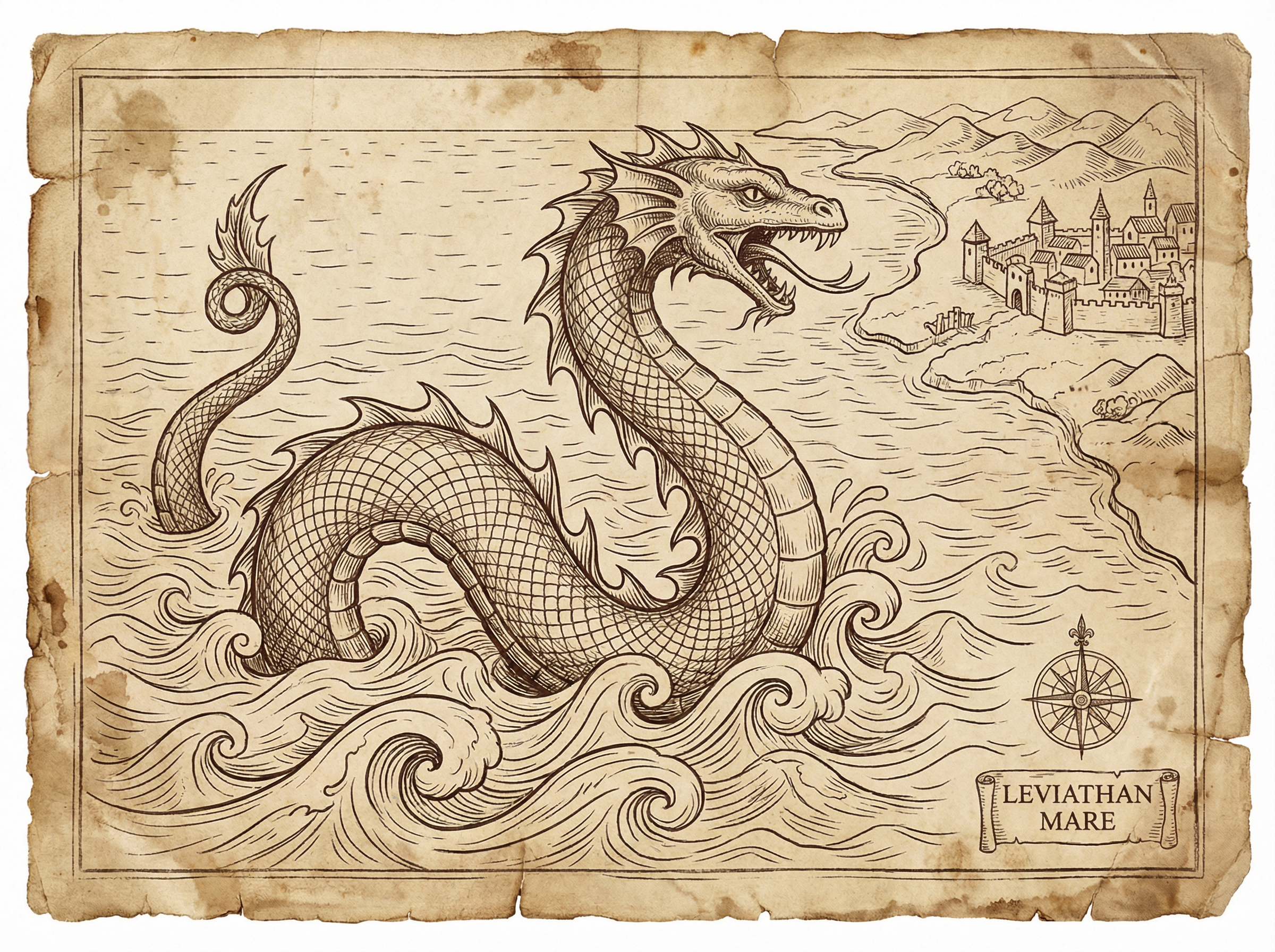 征途国际 - 圣经中的利维坦海蛇古插图